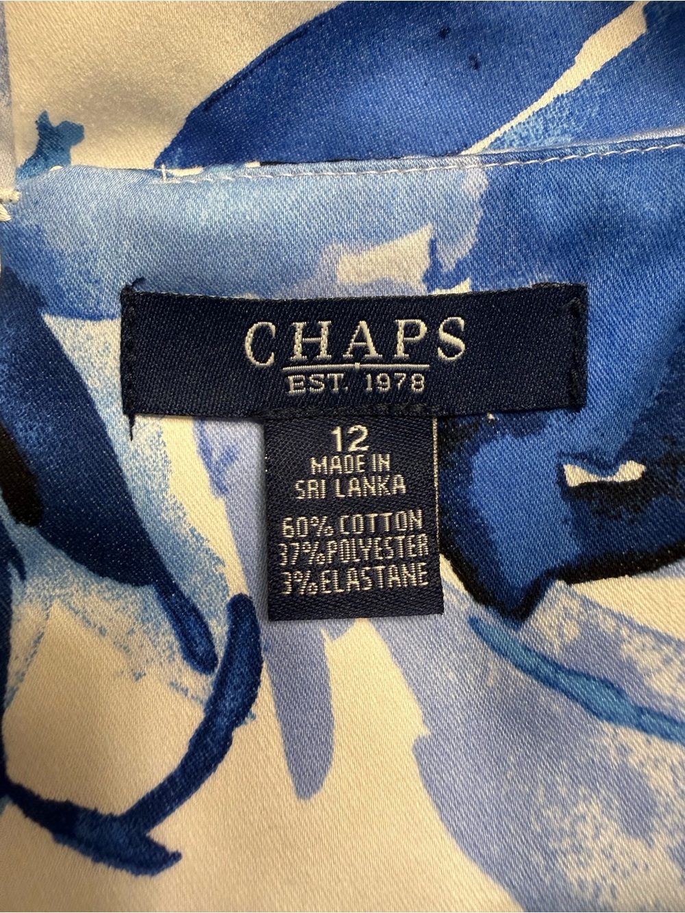 Chaps Blue and White Floral Midi Sheath Dress - Picture 7 of 10